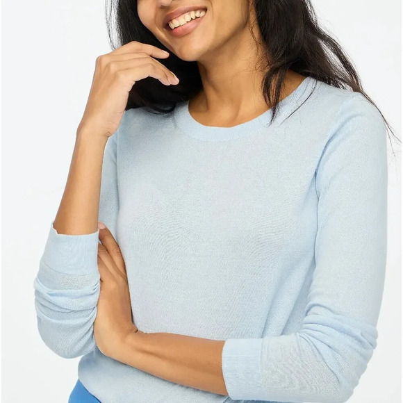 J. Crew Sweaters - J. Crew Cotton Teddie Sweater Pullover Long Sleeve Round Neck Light Blue M NWT